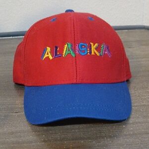 Vintage Kid's Alaska Embroidered Snapback Hat Red And Blue